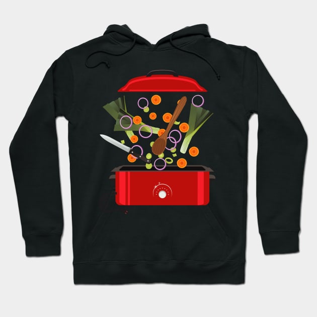 Electric Flying Vegetables Hoodie by SWON Design